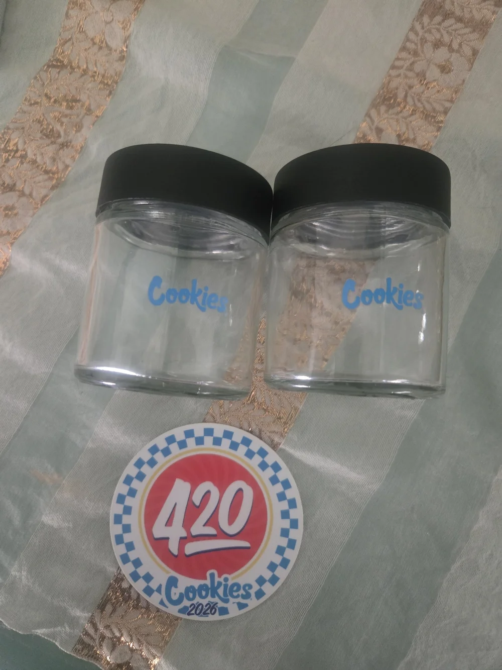 Cookies Clear Glass Jars with Black Lids - Set of 2